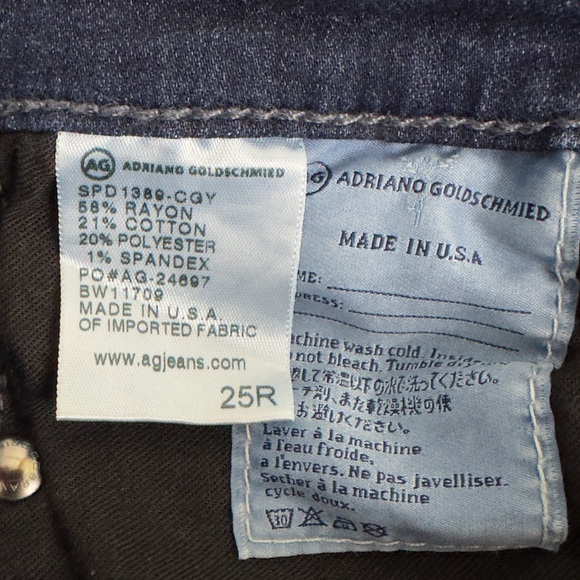 Adriano Goldshmeid Super Skinny Ankle Legging Dark Wash with Whiskering 25R NWOT - Picture 8 of 8